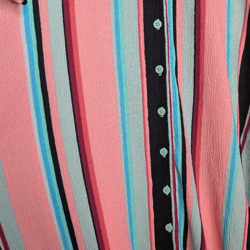 Lane Bryant Women's Pastel Multicolor Button-Front Belted Midi Dress Size 14/16 - Picture 7 of 16